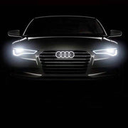 emblema logo auto griglia anteriore davanti led illuminato Audi nero lucido